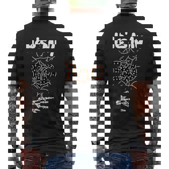He's My Boo Spider Skull Matching Halloween Pajama Couples Men's Back Print T-Shirt - Monsterry
