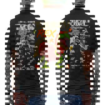 Holiday Turkey Rex Thanksgiving Dinosaur T-Rex Turkey Men's T-shirt Back Print - Monsterry