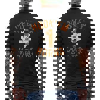 Hook'em Horns Number One 1 With Outline Texas Men's T-shirt Back Print - Monsterry