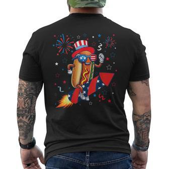 Hotdog 4Th Of July Patriotic Rocket And Fireworks Usa Flag Men's T-shirt Back Print - Monsterry CA