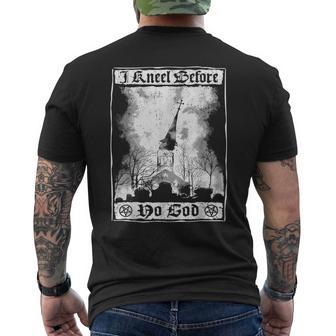 Ich Knieor Keinem Gott Atheist Burning Church Antichrist T-Shirt mit Rückendruck - Geschenkecke