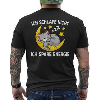 Ich Schlafe Nicht Ich Spare Energie Cat Nightdress T-Shirt mit Rückendruck - Geschenkecke