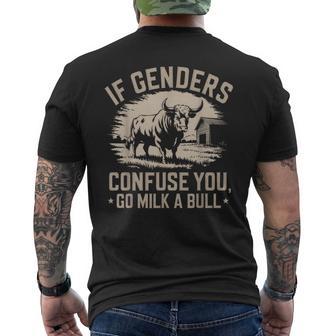 Ifunny Quote If Genders Confuse You Go Milk A Bull Vintage Men's T-shirt Back Print - Thegiftio UK
