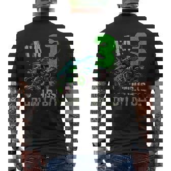 I'm 3 This Is How I Roll Monster Truck Birthday 3 Years Old Men's T-shirt Back Print - Monsterry