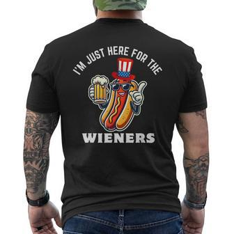I'm Just Here For The Wieners 4Th Of July Hot Dog Lover Men's T-shirt Back Print - Monsterry CA