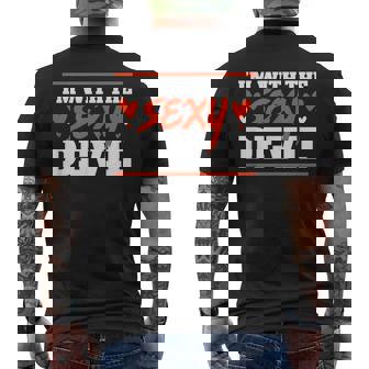 I'm With The Sexy Devil Lazy Halloween Costume Men's T-shirt Back Print - Monsterry