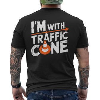 I'm With The Traffic Cone Costume Halloween Couple Men's T-shirt Back Print - Thegiftio UK