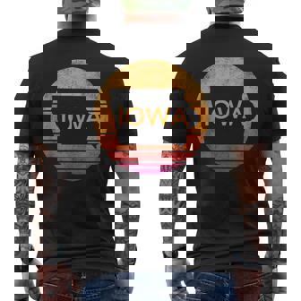 Iowa Retro Sunset State Of Iowa Outline Men's T-shirt Back Print - Monsterry