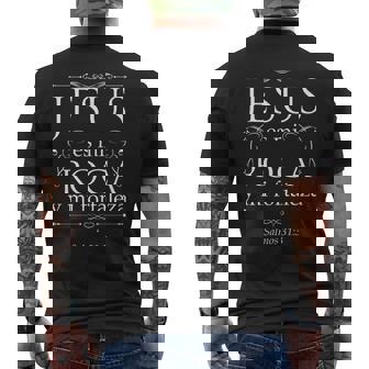 Jesus Es Mi Roca Y Mi Fortaleza Salmos Psalter Men's T-shirt Back Print - Monsterry