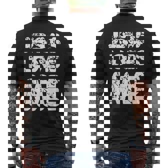 Jesus Loves Me Sacrifice Messiah Sacrifice Protestant Retro Men's T-shirt Back Print - Monsterry