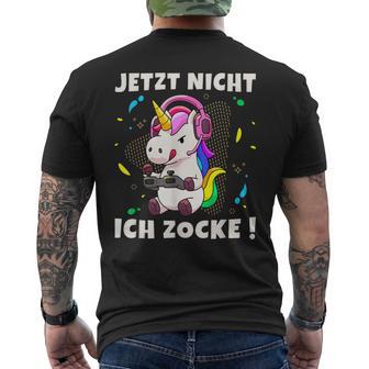 Jetzt Nicht Ich Zocke Gaming Gamer Unicorn T-Shirt mit Rückendruck - Geschenkecke