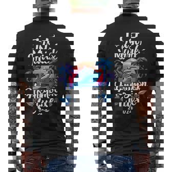 Just Married 2024 Wedding Ring Matching Honeymoon Cruise Men's T-shirt Back Print - Monsterry