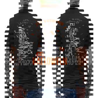 Just Waiting For Halloween Skeleton Halloween Party Matching Men's T-shirt Back Print - Thegiftio