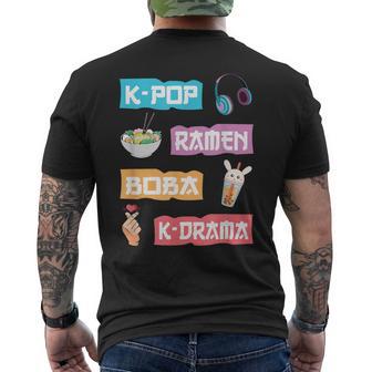 K-Pop Ramen Boba K-Drama Cute Anime Ramen T-Shirt mit Rückendruck - Geschenkecke