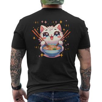 Katze Ramen Essen Nudeln Manga Anime Japanisch Kawaii Cute T-Shirt mit Rückendruck - Geschenkecke