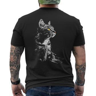 Katze Zeichnung Portrait Tierkunst Grafik Motiv Katze T-Shirt mit Rückendruck - Seseable
