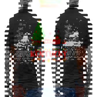 Kentucky Christmas Tree Light Pyjama State Of Kentucky Santa Men's Back Print T-Shirt - Monsterry