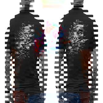 Kitty Cat Playing Guitar Rock Cat Heavy Metal Cat Music Cat Men's T-shirt Back Print | Seseable UK