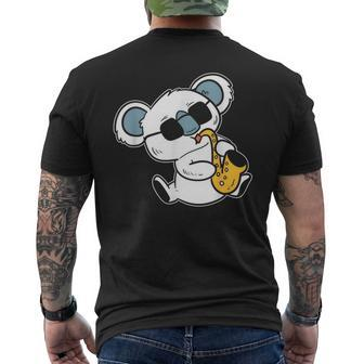 Koala Playing Saxophone Band Member Men's T-shirt Back Print - Monsterry CA