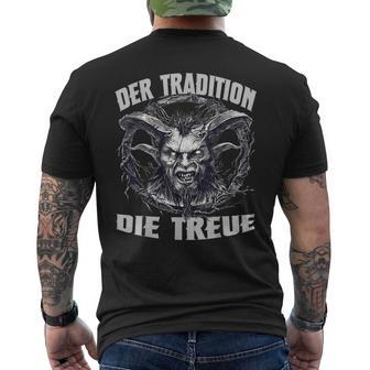 Krampus T Evil Nikolaus Perchtenlaus Krampus Mask Perchten T-Shirt mit Rückendruck - Geschenkecke