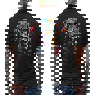 Labrador Retriever Colorful Dog Face Lab Lover Black Men's T-shirt Back Print - Seseable