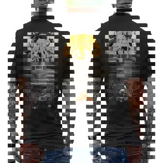 Laos 3 Head Elephant & Lao Monk Asian Buddhist Temple Flag Men's Back Print T-Shirt - Monsterry