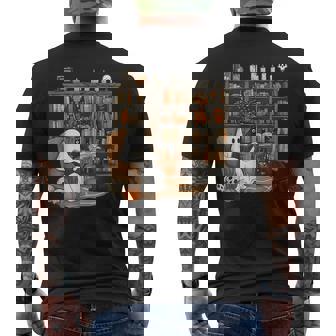 In Library Ghost Reading Books Halloween Librarian Ghost Men's T-shirt Back Print - Thegiftio UK