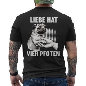 Liebe Hatier Pfoten Mops Pug Pug Dog Liebe Hatier Paw T-Shirt mit Rückendruck - Geschenkecke