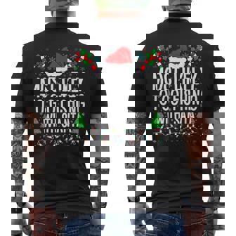 Most Likely To Go Fishing With Santa Fishing Christmas Men's Back Print T-Shirt - Monsterry
