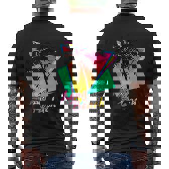 Long Beach 80S Tropical Summer Beach Palm Tree Sunset Men's T-shirt Back Print - Monsterry
