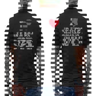 I Love Breakfast Supper Biscuits Pancakes Coffee Bacon Eggs Men's Back Print T-Shirt - Monsterry