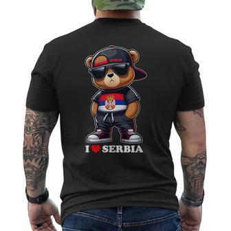 I Love Serbia Serbian Flag Teddy Bear Srbija T-Shirt mit Rückendruck - Seseable