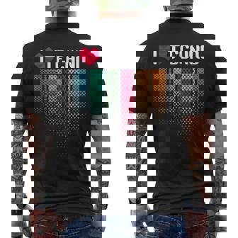 I Love Techno Música Electrónica Rave Festival Raver Camiseta Hombre Estampado Espalda - Regaloses