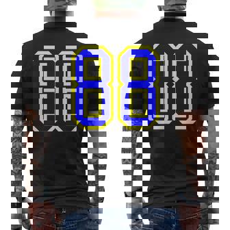 Maglia Numero 88 Blu Giallo Compleanno Sport Numero 88 Con Collo A T-shirt da uomo con stampa posteriore - Novitaregali