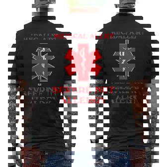 Medical Alert Severe Nut Allergy Awareness Men's Back Print T-Shirt - Monsterry
