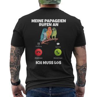 Meine Parageien Rufen An Ich Muss Los Paragei T-Shirt mit Rückendruck - Geschenkecke