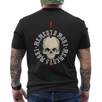 Memento Mori Lettering Skull T-Shirt mit Rückendruck - Geschenkecke