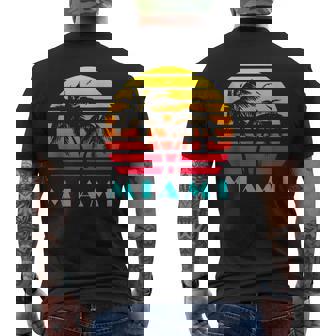 Miami 80S Summer Sunset Retro Beach Palm Tree Sunset Men's T-shirt Back Print - Monsterry