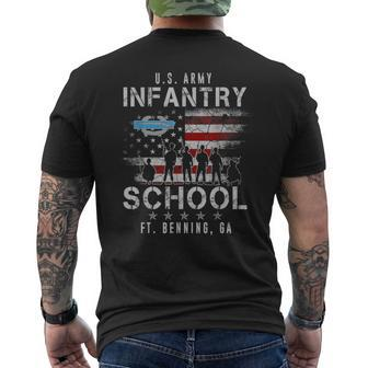 Military Infantry School Fort Benning Usa Flag Veterans Day Men's T-shirt Back Print - Monsterry UK