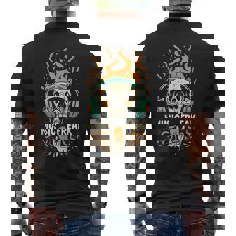 Music Freak Headphones Skull Rock And Roll Concert Music Men's T-shirt Back Print - Monsterry