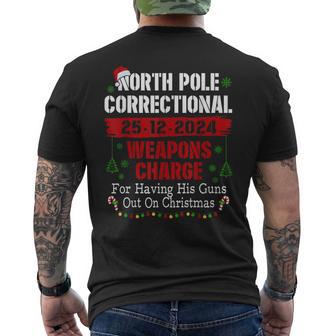 North Pole Correctional Weapons Charge For Having His Guns Men's T-shirt Back Print - Thegiftio UK