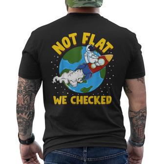 Not Flat We Checked Flat Earth Astronaut Men's T-shirt Back Print - Monsterry