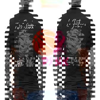 October We Wear Pink Breast Cancer Fighter Basketball Ball Men's T-shirt Back Print - Monsterry