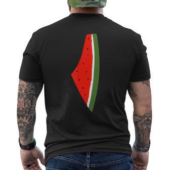 Palestine Watermelon Watermelon Palestine Map T-Shirt mit Rückendruck - Geschenkecke