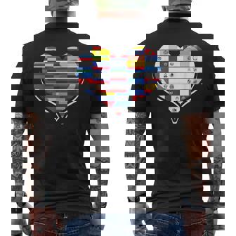 Hispanic Heritage Month Spanish Countries Flag Heart Men's T-shirt Back Print - Monsterry