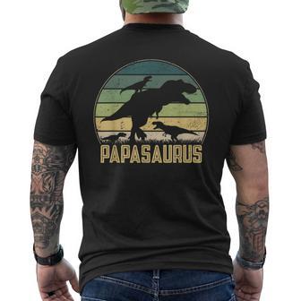 Papasaurus 3 Bambiniintage Retro Sunset Divertente Papà Dinosauro T-shirt da uomo con stampa posteriore - Novitaregali
