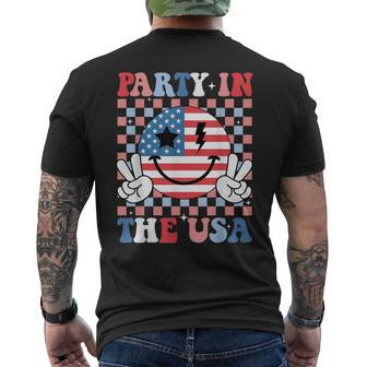Party In The Usa Smile Flag American 4Th Of July Men's T-shirt Back Print - Monsterry CA