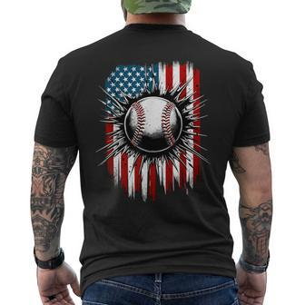 Patriotic Baseball 4Th Of July Usa American Flag Boys Men's T-shirt Back Print - Monsterry AU