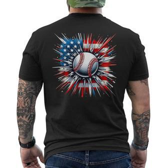 Patriotic Baseball Usa American Flag Boy 4Th Of July Men's T-shirt Back Print - Monsterry CA