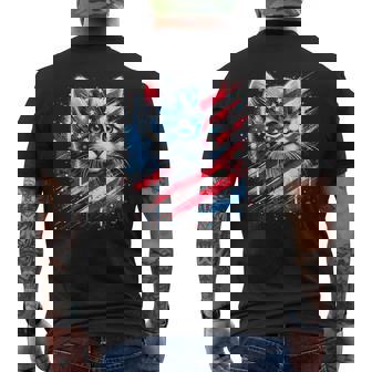 Patriotic Kitten Or American Flag Inspired Cat Men's T-shirt Back Print - Thegiftio